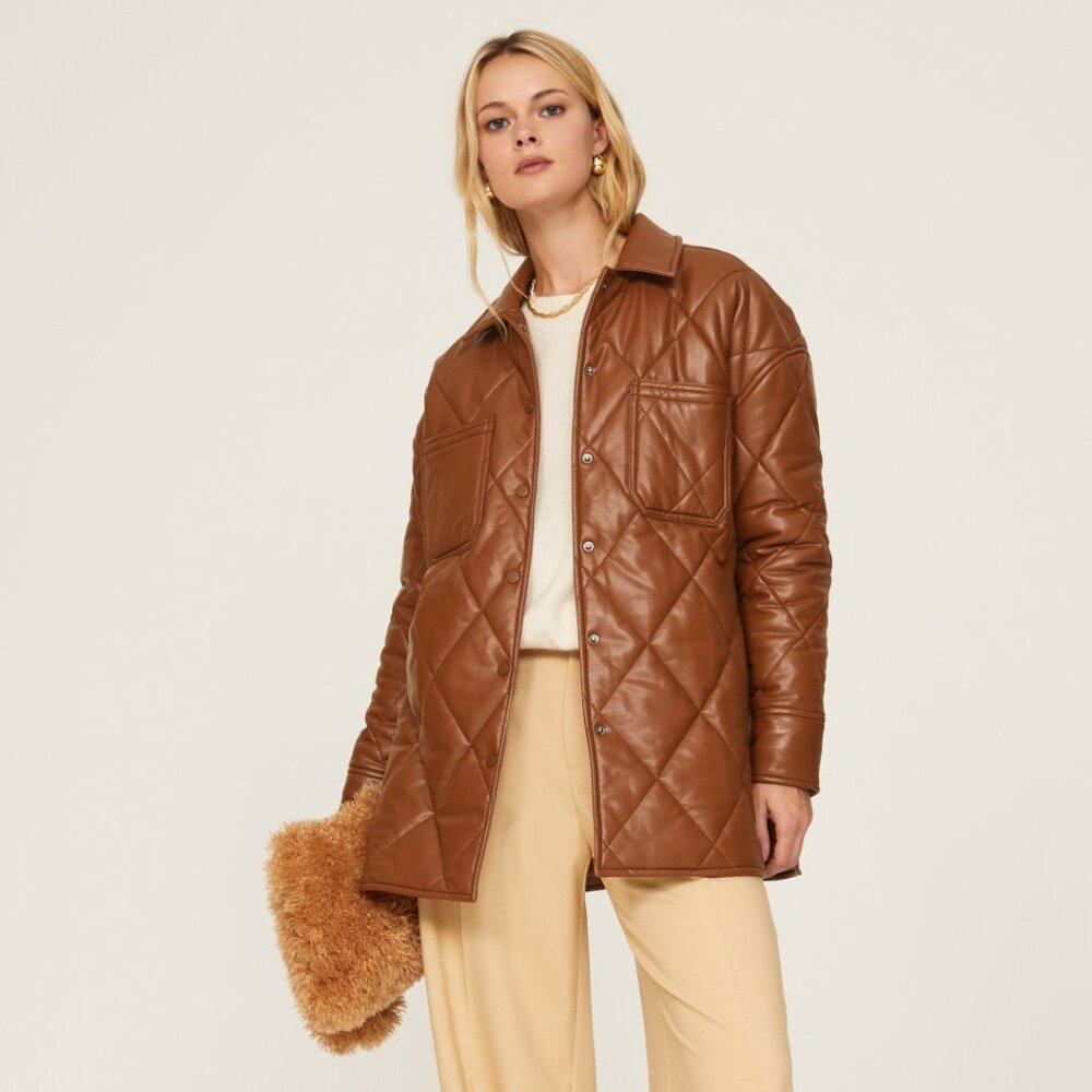 Quilted Faux Leather Shacket